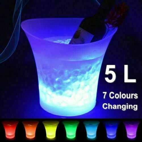 1PCS Ice Bucket Wine Cooler Champagne Drinks Beverage 5L LED 7 Color Changing