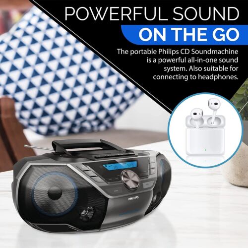 Philips Portable Cassette CD Player Boombox Bluetooth. Radio/USB / MP3/ AUX - Picture 2 of 5