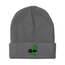 Beanies for Men Cancer Green Ribbon Fighter Embroidery Acrylic Skull Cap