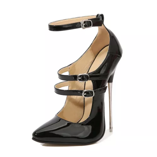 Women's Buckle High Heels Pointed Toe Lady Shoes Metal Heel StrapFashion Pumps - Picture 2 of 16
