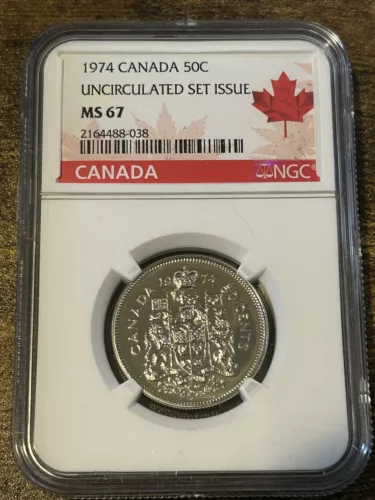 1974 CANADA 50 CENT NGC MS67 HALF DOLLAR UNCIRCULATED ++