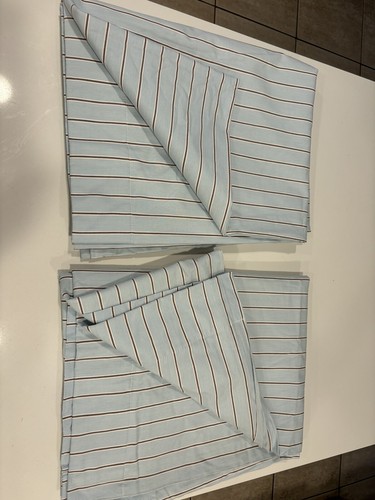 Restoration Hardware Baby & Child 2 Blackout Curtain Panels Blue W/Brown 50x63 - Picture 8 of 9