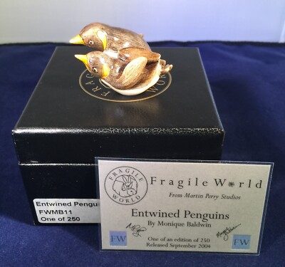 Harmony Kingdom MPs Fragile World ~ ENTWINED PENGUINS~NIB with card ~ Made in UK