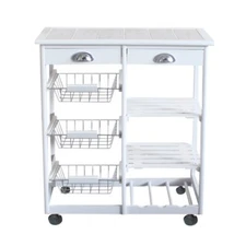 Rolling Kitchen Island Cart on Wheels Kitchen Trolley with Drawers Storage Shelf