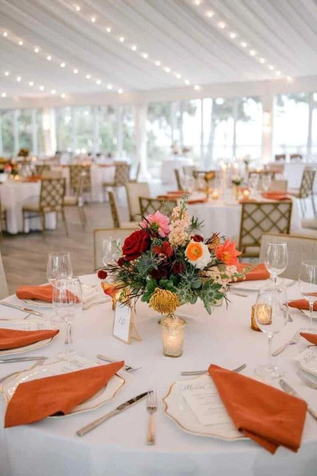 100 Pack Burnt Orange Cloth Napkins Wedding Reusable Cotton Napkins - Image 3 of 4