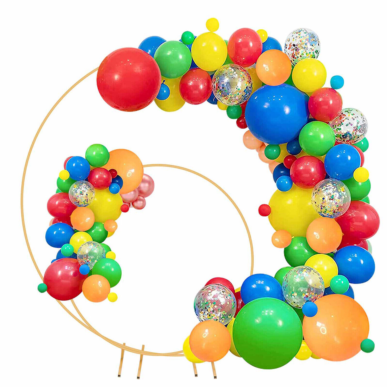 Round Hoop Balloon Arch Backdrop Flower Gold Display Stand Frame
