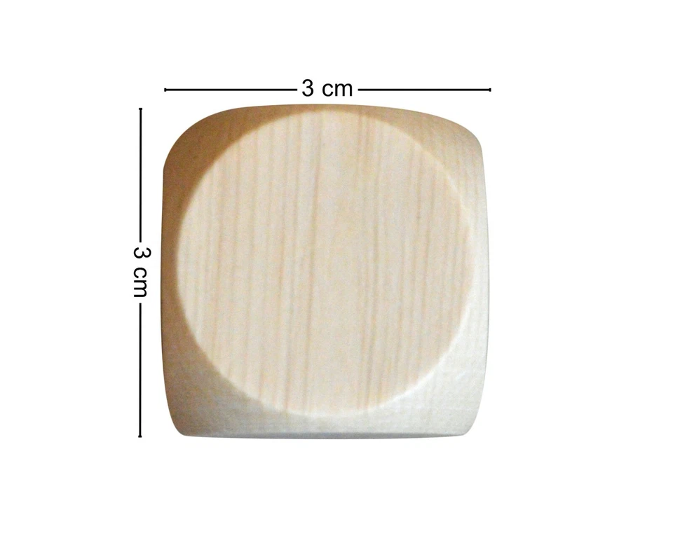 50x Wooden Plain Dice Dices Cube Cubes Blank Plain Unpainted Wood Six Sided 30mm - Image 4 of 4