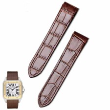 20MM 23MM LEATHER WATCH BAND STRAP FOR CARTIER SANTOS 100 XL CHRONOGRAPH BROWN