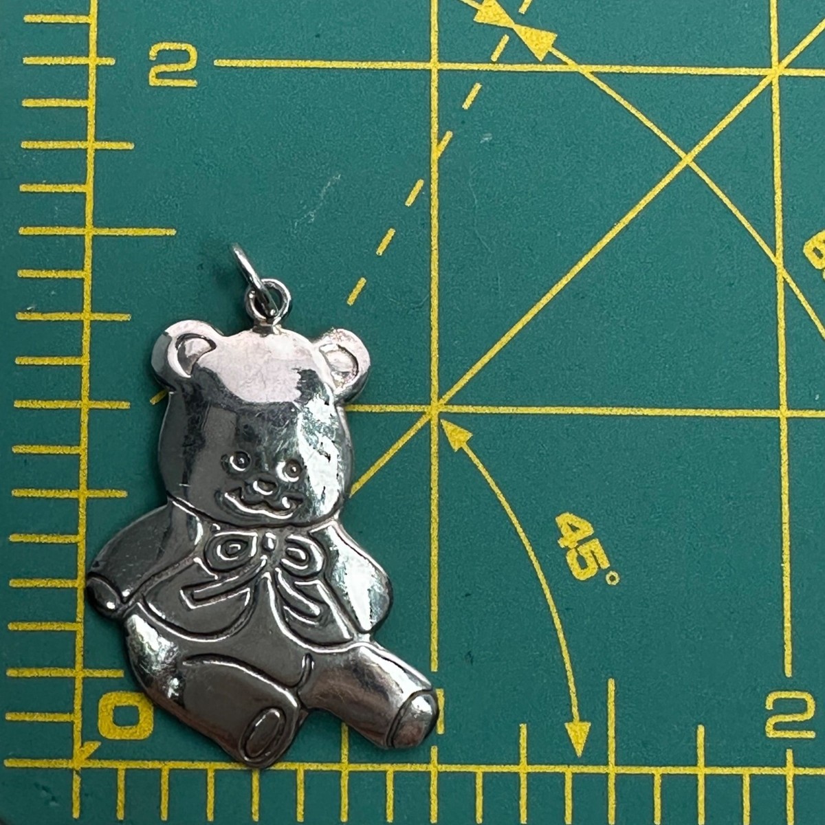 Teddy Bear Pendant Bow Tag Signed Prime Art Sterling Silver Cute Tag View 4