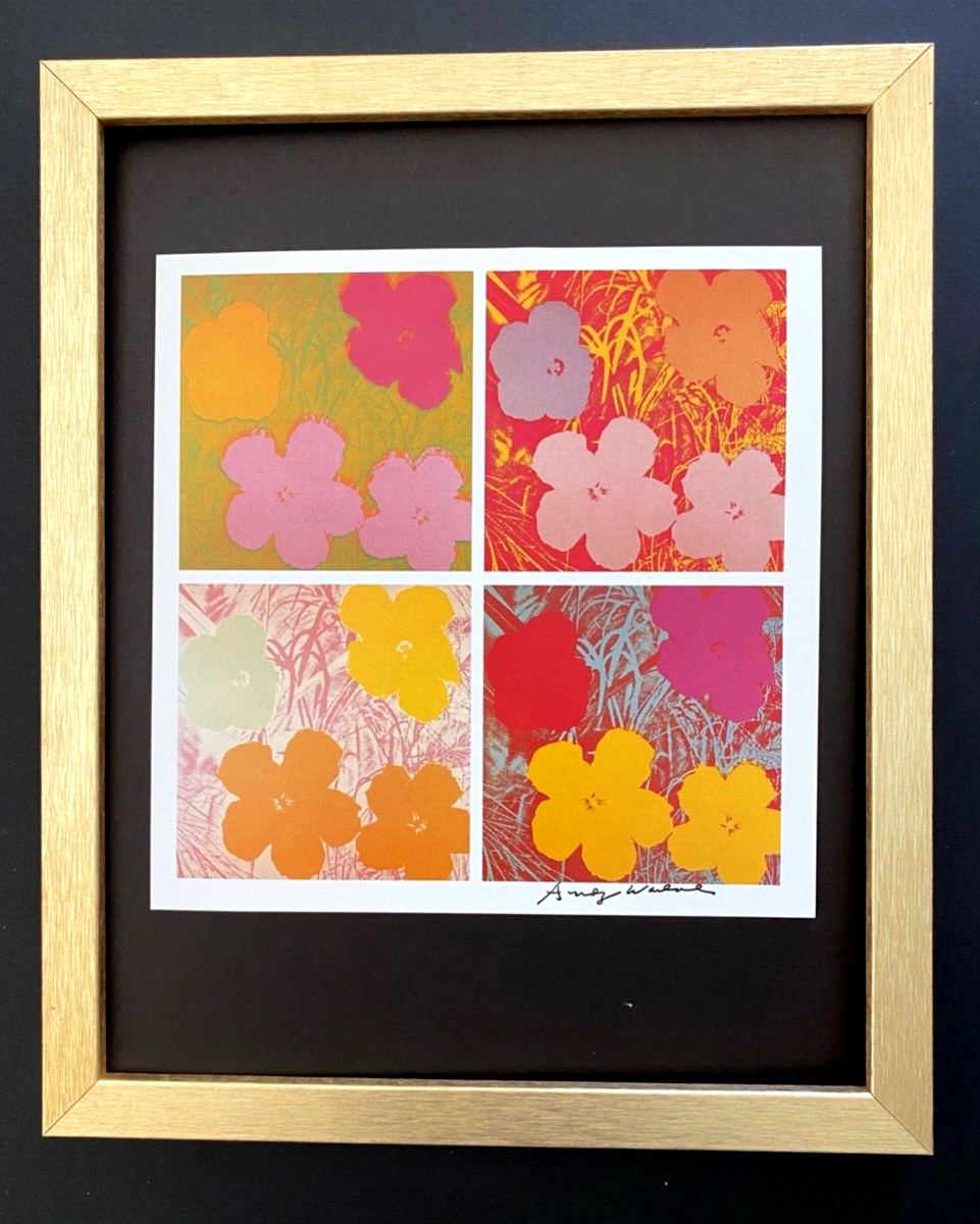 Andy Warhol Flowers Signed 1984 Vintage Print Framed Pop Art