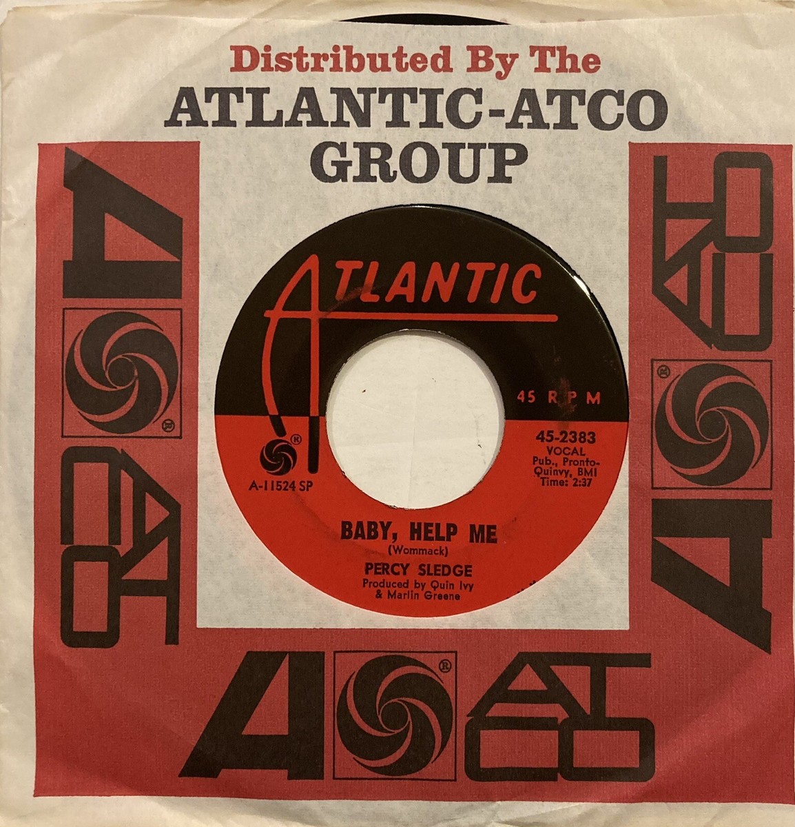 Percy Sledge – Baby, Help Me – Atlantic – 45-2383 – 1967 Northern