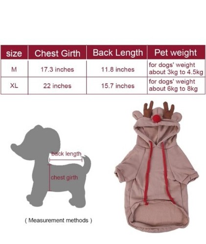Dog Christmas Outfit Reindeer Custume Fleece Hoodie - Check Photos For Size - Picture 3 of 10