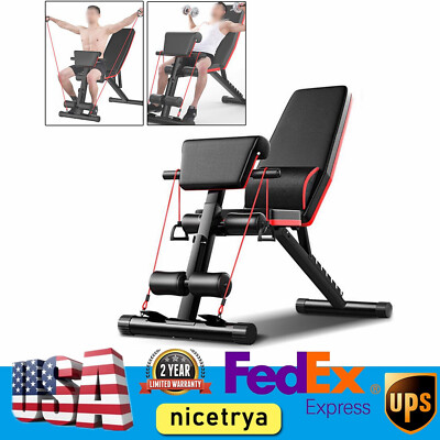 Adjustable Dumbbell Weight Bench Full Body Workout Foldable Incline Decline Gym