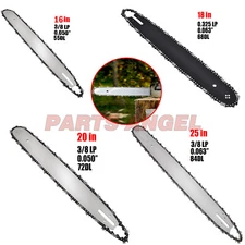 16'' 18" 20" 25" Chainsaw Guide Bar Chain Blade 3/8" LP .063 .050" 68 72 84 DL