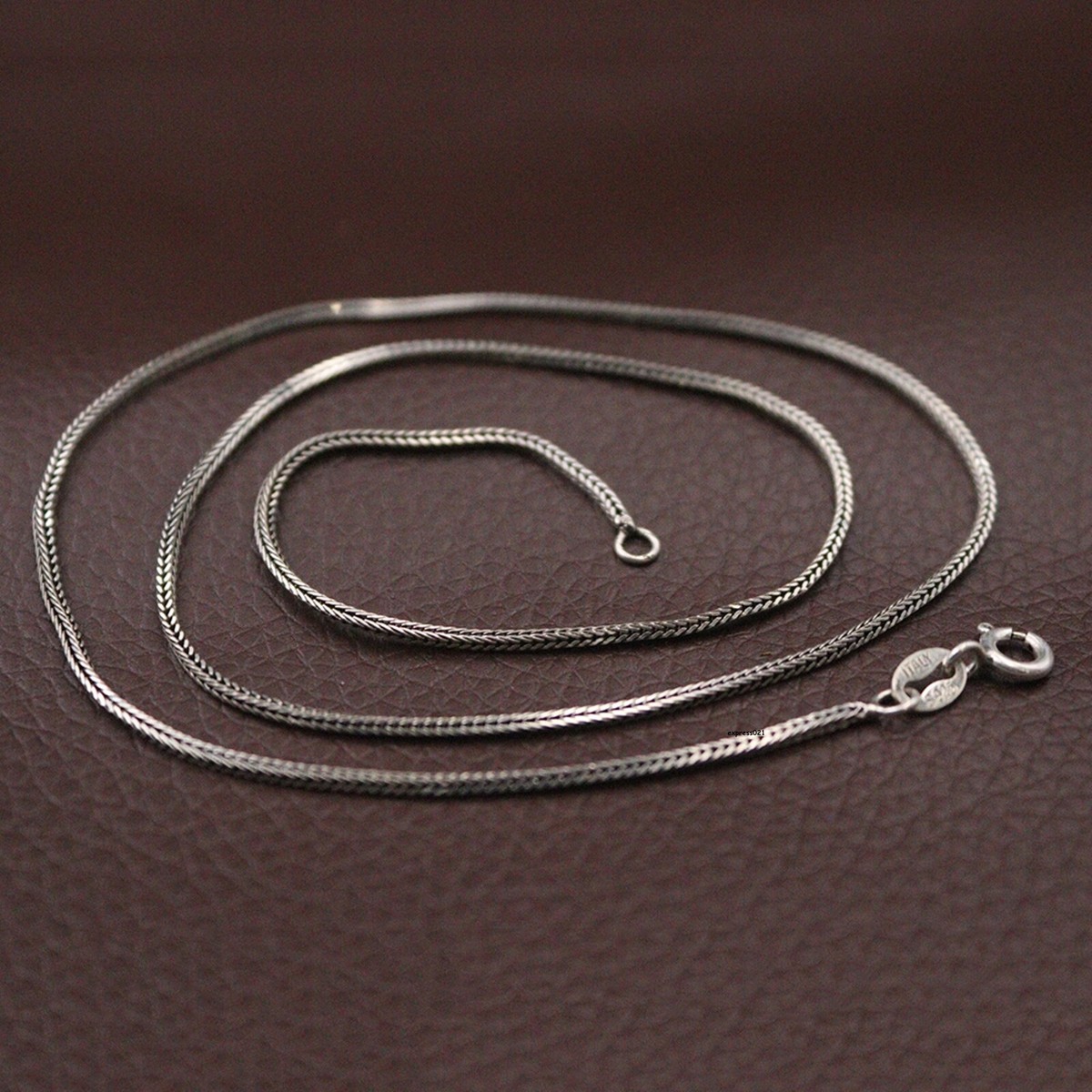 Solid 925 Sterling Silver Chain Lucky 1mm Square Wheat Foxtail