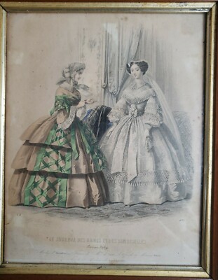 Vtg Antique Le Journal Des Dames Et Des Demoiselles Fashion Print