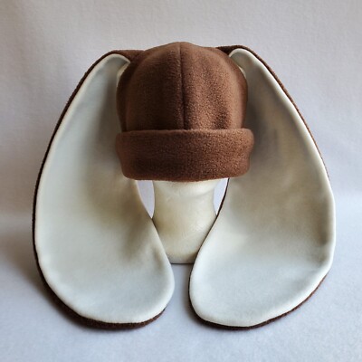 Long ear BUNNY rabbit HAT beanie BROWN & CREAM cosplay anime  display picture 1