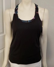 Gap Fit Removable Cups Wicking Breathable Floral Sports Bra Stretch Tank Top XS