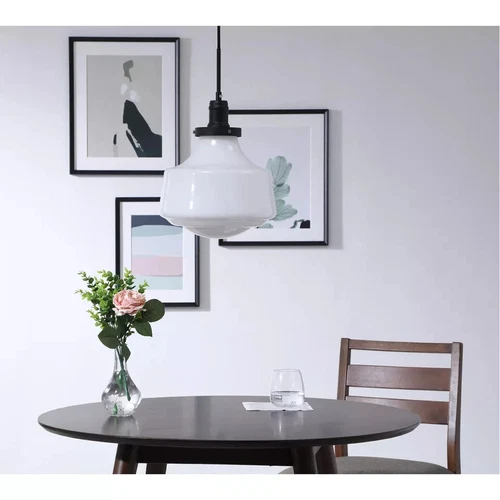 Elegant Lighting Lyle Single Light 11" Wide Pendant with Frosted Glass Black - Picture 7 of 7