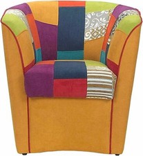 POLTRONA a POZZETTO in TESSUTO PATCHWORK poltroncina ufficio salotto Vari Colori