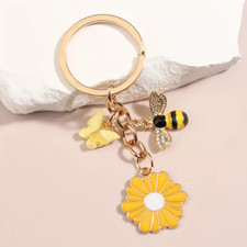 Charming Enamel Butterfly  Bee Sunflower Keychain Fashionable Alloy Pendant