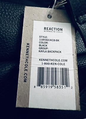 Kenneth Cole Reaction Leopard Print Silver Black Backpack NWT NWT KENNETH COLE REACTION BACKPACK BLACK PEBBLE FAUX LEATHR  main image 4