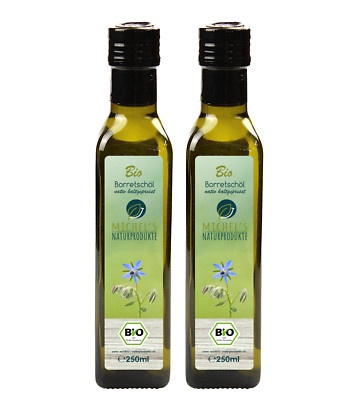 Bio Borretschöl 500ml (2x250ml), nativ, kaltgepresst, Borretschsamenöl