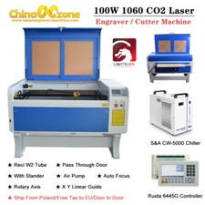 Macchina per incisione taglierina laser CO2 1060 DSP 100W con refrigeratore CW5000 messa a fuoco automatica