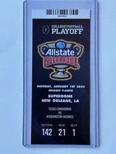 2024 Allstate SUGAR BOWL Replica Ticket Stub TEXAS Longhorns WASHINGTON Huskies