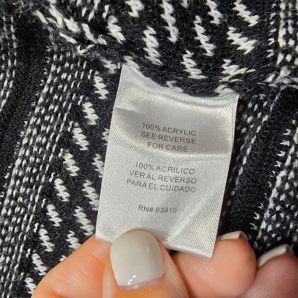 RXB Negro Blanco Acogedor Cárdigan Suéter Tejido a Rayas Mangas Largas Abiertas Mujeres Talla S Foto 4 de 4