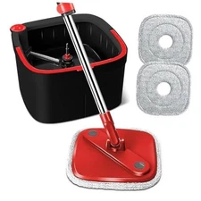 Spin Square Mop and Bucket Set with 2 Replaceable Mop and Bucket Set (2 pads)