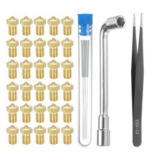 3D Nozzles Kit, 30pcs 3D Printer Brass Nozzles 0.2mm, 5pcs Cleaning Needles