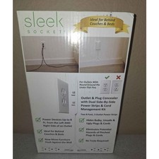 Sleek Socket 2 - 8ft Ultra-Thin Electrical Outlet Cover w/ 3 Outlet Power Strips