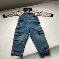 Disney Mickey Mouse Vintage Denim Bib Overalls with Matching Shirt Size T3