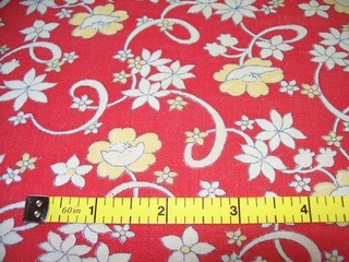 Vintage Feed Sack: Yellow and Cream Flowers on Red