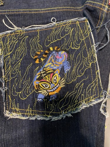 RMC Martin Ksohoh Red Monkey Dark Wash Selvedge Jeans Embroidered Tiger - 42x32 - Picture 5 of 9