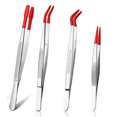 4 Stück Pinzette mit Gummispitzen Pinzette PVC beschichtet Pinzetten Set Gummi