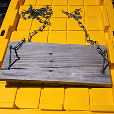 Antique Childrens Wood Swing Seat Primitive Weathered Plank Triangular Brackets