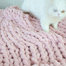 Chenille Chunky Knit Blanket Throw  40 50 Inch  , Handmade Warm  Cozy Blanket...