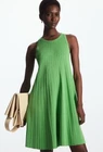 COS Ribbed Knit Pleated A-Line Mini Dress Size M