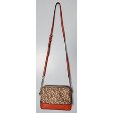 DKNY Crossbody Bag Monogram Logo Bryant Park Dome Purse Satchel Orange Trim EXC