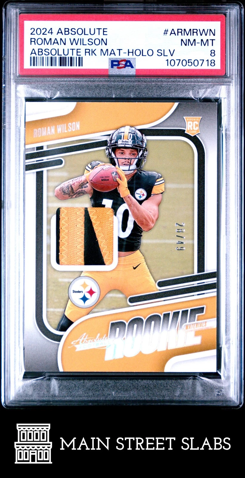 Roman Wilson Panini Absolute Absolute Rookie Materials #ARMRWN Holo Silver