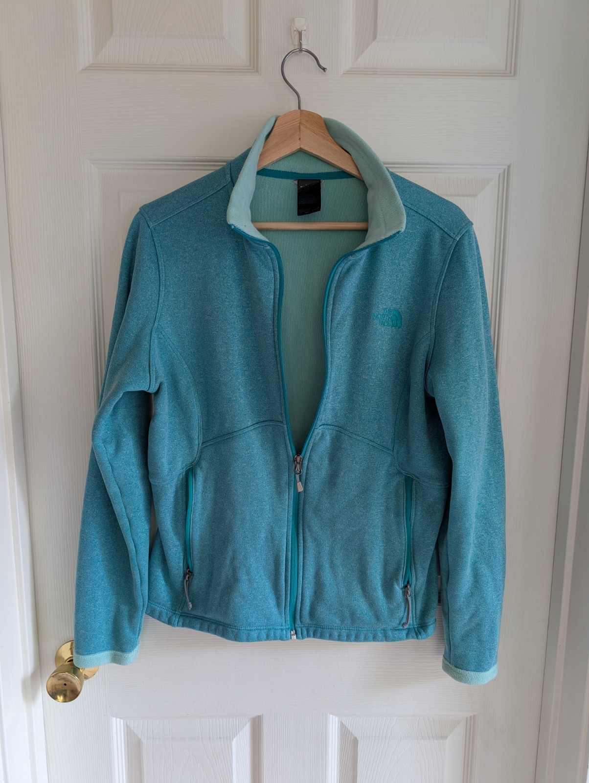 North Face Womens Large Teal Full Zip Hooded Jacket
