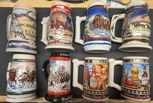 Budweiser Beer Steins Lot – Vintage Collector Mugs – Clydesdales & Legacy