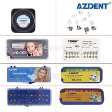 AZDENT Dental Orthodontic Brackets Braces Roth MBT 022 Hooks 345 Metal/Ceramic