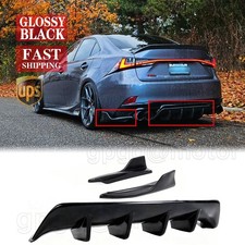 For Lexus Is300 Is350 F-sport 17-20 Jdm Gloss Blk Rear Bumper Diffuser W Aprons