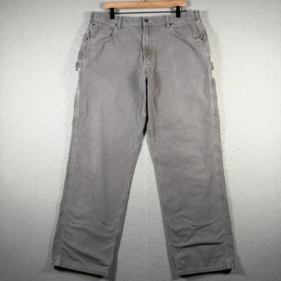 Carhartt B159 GRA Loose Fit Canvas Carpenter Pants Mens 36x32 Gray