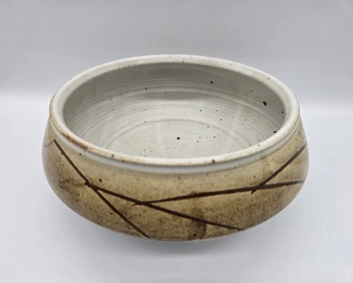 Charles Halling Studio Art Pottery Footed Bowl Decorative Earth Tones 8"X3.5"