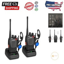 Long-Range Walkie Talkies for Adults - Rechargeable 2-Pack with Headsets
