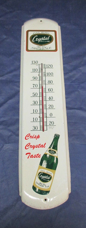 Vintage CRYSTAL CLUB PALE DRY GINGER ALE Soda Thermometer Sign Colors Look Great